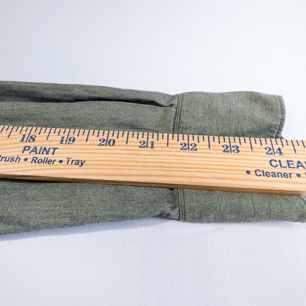 Massimo Dutti Button Down Shirt Mens Medium Olive Green Herringbone Cotton Long - Picture 11 of 13